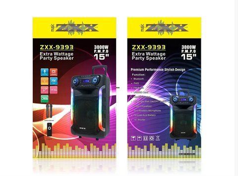 Акустична переносна колонка ZXX-9393/ 7909 80Вт 15" 81х30х30см TWS/FM/USB/TF/SD/BT/REC/LED/2MIC (1) 7909 ZXX 9393 фото