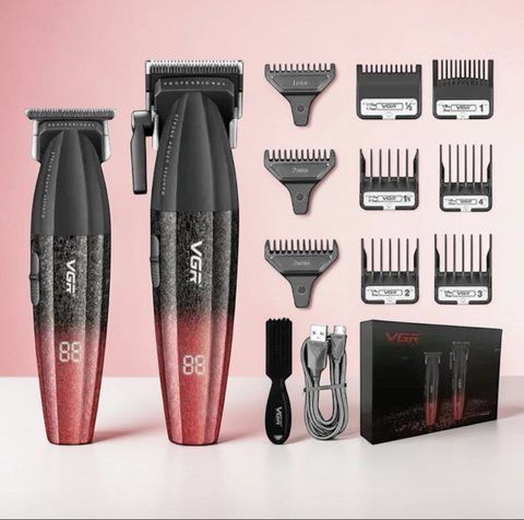 Набір професійний 2 в 1 для стрижки VGR V 640 S2/10631 BLACK/RED (20 шт/ящ) V 640 S2 10631 фото