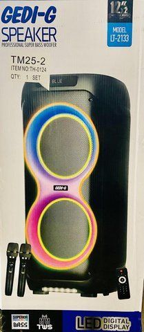 Акустична переносна колонка BS LT-2133/ 0124 120Вт 2x10" TWS/FM/USB/TF/BT/REC/LED/1MIC/ДК (1) 0124 BS LT 2133 фото