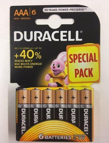 Батарейка Duracell LR03 блистар ( 1x6 шт ) DUR LR3 6 шт фото