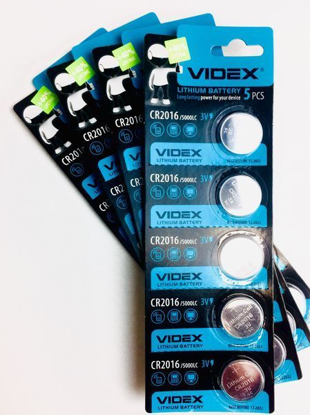Батарейка литиевая VIDEX CR2016 5pcs BLISTER CARD VD 2016 фото