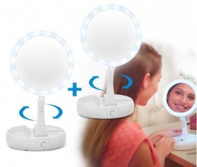 Зеркало с подсветкой для макияжа LED MY FOLDAWAY JG 988/4370/1113 TS 8111 круглое (48 шт/ящ) 4370 TS 8111 ZER 1113 фото