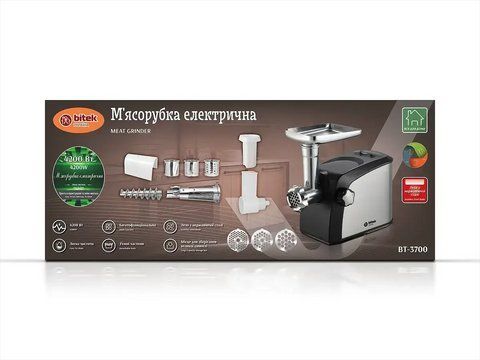М'ясорубка електрична 4200Вт ковбаса кеббе насадки BITEK BT-3700/6503 (4) 6503 BT 3700 фото