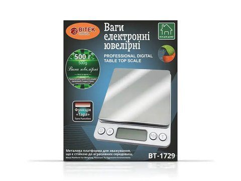 Ваги електронні ювелірні 500г точність 0,01г BITEK BT-1729/ 6605 (50) 6605 BT 1729-500 фото
