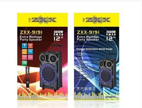 Акустична переносна колонка ZXX-9191/8215 60Вт 12" 67х38х32см TWS/FM/USB/TF/SD/BT/REC/LED/2MIC (1) 8215 ZXX 9191 фото