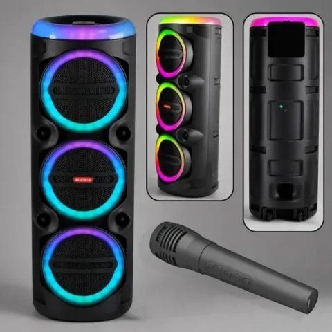 Колонка MS-2076BT-W Bluetooth / Акустична система з мікрофоном / Караоке колонка з LED-підсвічуванням 80034 MS 2076 фото