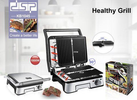Электрический гриль DSP с регулировкой температуры 1800 Ватт Прижимной гриль KB-1045 (4 шт/ящ) KB 1045 фото
