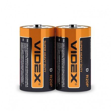 Батарейка сольова VIDEX R20P/D 2pcs SHRING ART-0409 (2/24/288) 0409 VD TR20 фото