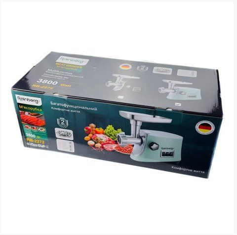 М'ясорубка електрична Rainberg 3800W з насадками та реверсом RB-2272 (4) RB 2272 фото