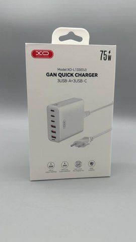 СЗУ XO. L133 75W GaN 3 USB +3 TYPE-C Desktop Fast Charger 1.5м (90) L 133 фото