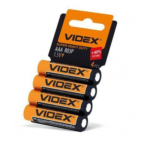 Батарейка сольова VIDEX R3P/AAA 4pcs SHRING (60/1440 шт/ящ) VD TR3 фото