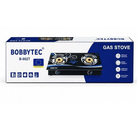 Настільна газова плита BOBBYTEC 002T 3 конфорки для балонного газу з кришкою (5 шт/ящ) B 002T фото