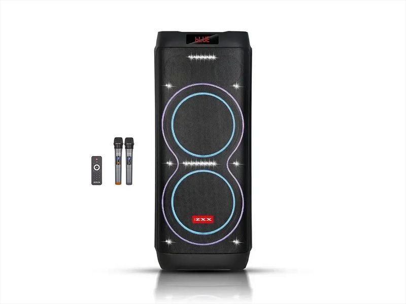 Акустична переносна колонка ZXX-5560/ 6293 100Вт 2x10" TWS/FM/USB/TF/BT/REC/LED/2MIC/ДК (1) 6293 ZXX 5560 фото