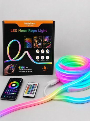 Неоновая светодиодная лента LED Neon Rope Light 10m RGB TS-202-10 (20) LENTA RGB NEON 10m TS 202 фото