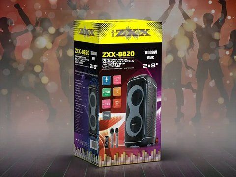 Акустична переносна колонка ZXX-8820/6149 60Вт 2x8" TWS/FM/USB/TF/BT/LED/REC/ДК/2MIC(1) 6149 ZXX 8820 фото