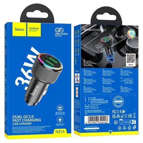 АЗУ HOCO NZ14 Guerrero 36W/dual QC3.0/2*USB NZ 14 фото