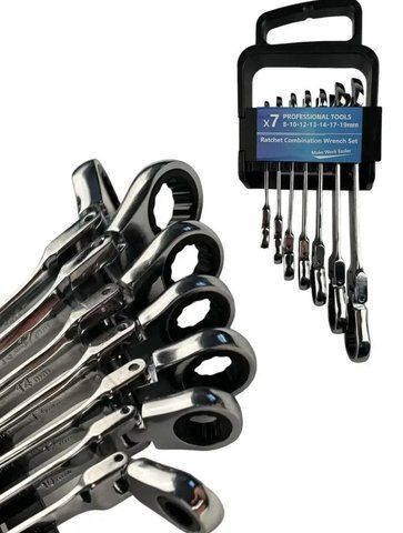 Ключи гаечные комбинированные трещоточные шарнирные в наборе 7 шт Wrench set (20) TOOLS X7 фото