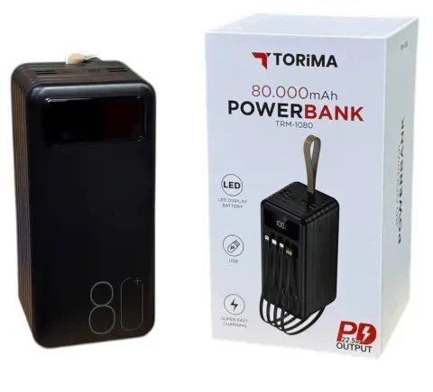 Повербанк Torima TRM-1080 22,5W/8000 mAh, з ліхтариком, 3 кабелі (10) 80000mAh TRM 1080 фото