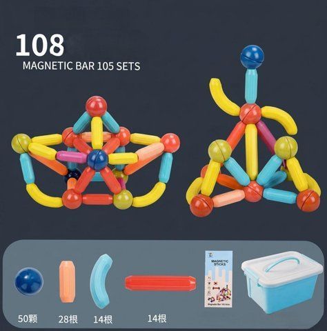 Магнитный конструктор 108 палочек SKY Magnetic Sticks TS-8300/108 (24) TS 8300-108 фото
