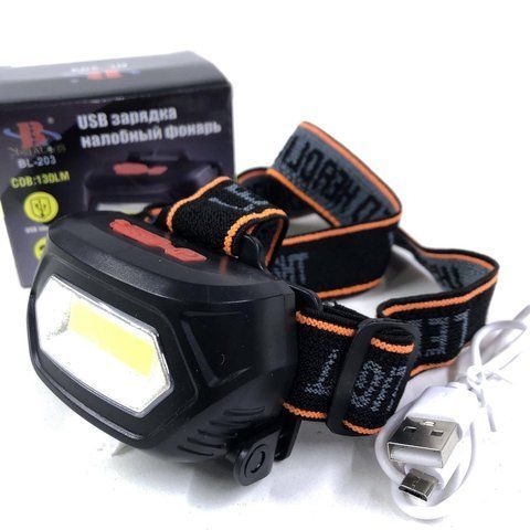 Налобный фонарь аккумуляторный BL 203/ 7568 COB USB (240 шт/ящ) 7568 BL 203 фото