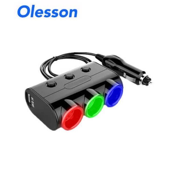 Автомобильное зарядное устройство Olesson MOD-1523 ( 3 in 1/120W/Triple Direct LED Socket )(120) 1523 фото