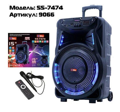 Акустична переносна колонка SS-7474 400Вт 15" 9066 (1 шт) 9066 SS 7474 фото