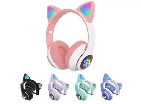 Безпроводнi Bluetooth навушники з вушками Cat Ear VZV-24M/ 8079 та LED пiдсвiткою (80 шт) 8079 VZV 24M фото
