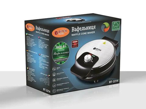 Вафельниця 220В 3000Вт BITEK BT-2214/ 6630 (10) 6630 BT 2214 фото