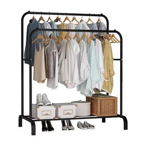 Двойная стойка&ndash;вешалка для одежды Double floor Hanger TW610 с полкой для обуви и крючками (10) TW 610 фото