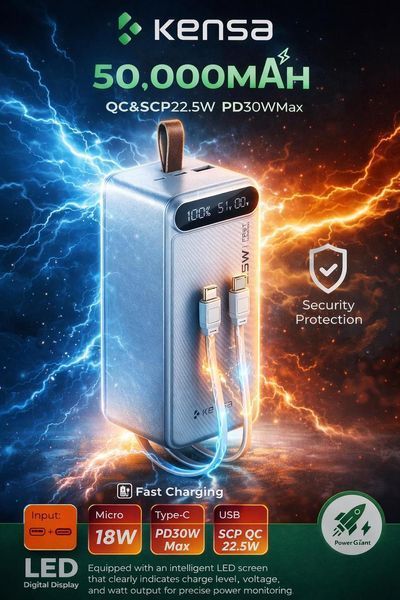 Портативна мобільна батарея Powerbank KENSA KP-101 50000mAh (20) 50000mAh KP 101 фото