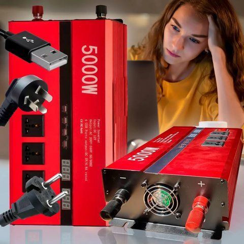 Інвертор перетворювач напруги Power Invertor 06-5 12V&ndash;220V 5000 Вт (LUX) червоний 04k06p018v4 фото