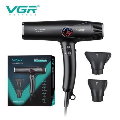 Фен професійний VGR V-469, 4 рівні обдування, 4 рівні температури, 2 насадки, 2400 Вт V 469 фото