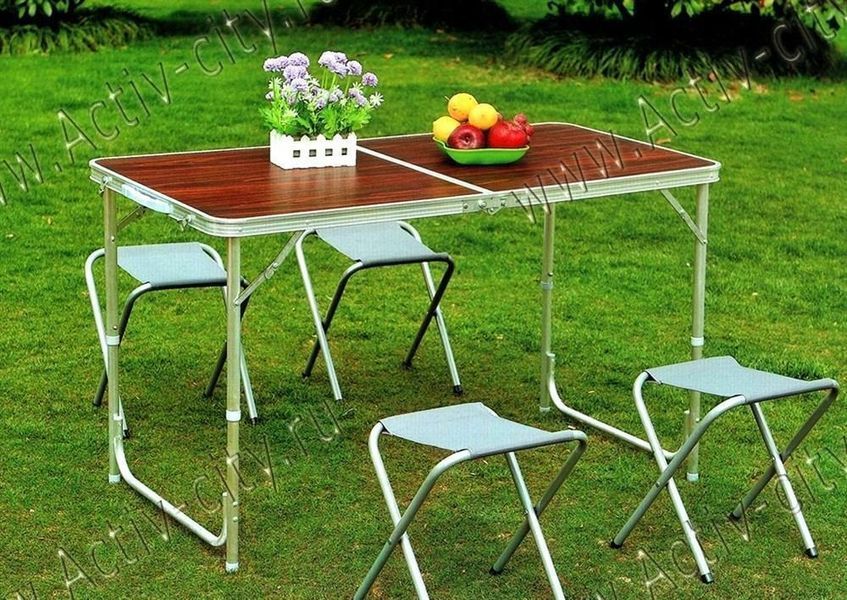 Стіл для пікніка з 4 стільцями Folding Table 120х60х55/60/70 см XL 172 (1 шт/ящ) STOL XL 172 фото