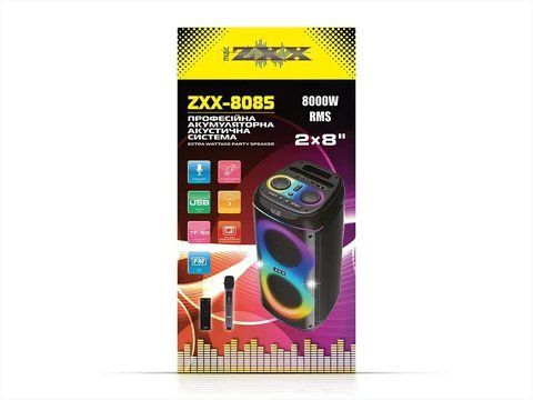 Акустична переносна колонка ZXX-8085/6226 80Вт 2x8" TWS/FM/USB/TF/BT/LED/REC/MIC/ДК(1) 6226 ZXX 8085 фото
