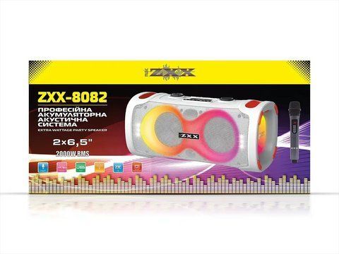 Акустична переносна колонка ZXX-8082/6236 60Вт 2x6.5" TWS/FM/USB/TF/BT/LED/REC/MIC(1) 6236 ZXX 8082 фото