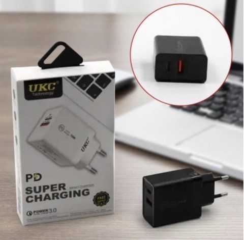Адаптер Fast Charge 220v 18w PD 889/ 6924 USB+type C (250шт) 6924 PD 889 фото