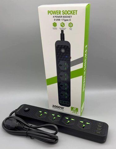 Сетевой фильтр J02 3000W (4*220V+3USB+1*Type-C) J 02 фото