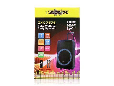 Акустична переносна колонка ZXX-7676/8162 60Вт 12" 59х36х30см USB/SD/FM/BT/TWS/2MIC (1 шт/ящ) 8162 ZZX 7676 фото