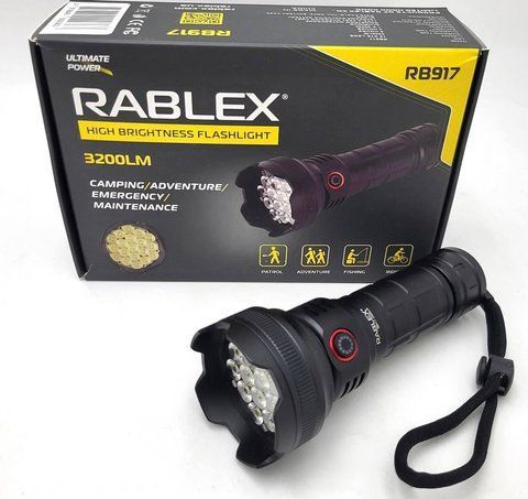 Фонарик ручной алюминиевый мощный Rablex RB 917 19XTE Led,1*26650,3200LM,Type-C/80 RB 917 фото
