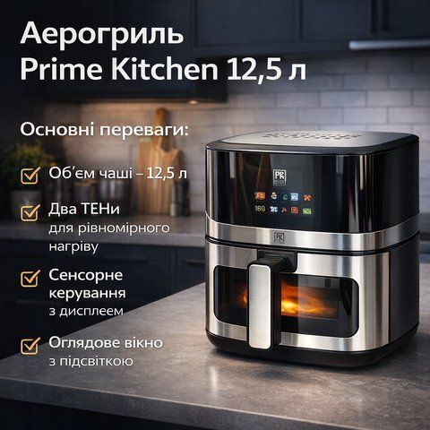 Аерогриль Prime Kitchen AF90122DTW 12,5 л 2 ТЕНи Сенсорне керування (AF90122DTW) AF90122DTW фото