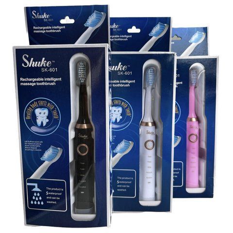 Щетка зубная электрическая Shuke SK-601 3 сменных щетки белая (120 шт/ ящ) SHETKA SK 601 фото