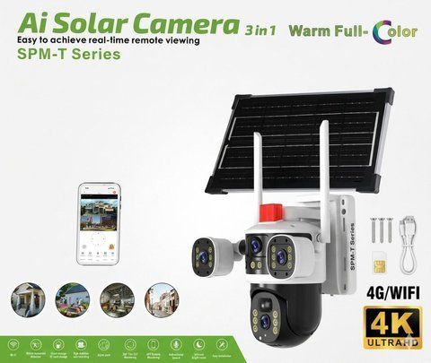 Камера, що працює через 4G з двома лінзами V380-4G+WIFI SOLAR, вулична ART 0155/ 7001 (12) 0155 CAM 7001 фото