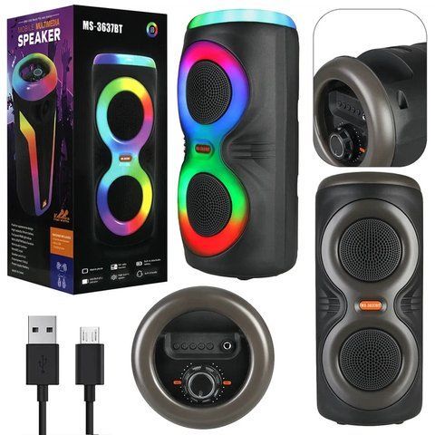 Аккумуляторная Bluetooth колонка мини чемодан с подсветкой MS-3637BT FM (12) MS 3637 фото