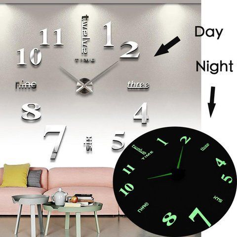 Настенные часы Horloge 3D DIY кварц 27/37/47 55 см с фосфорными цифрами ZH 72520/ 0128 ( (72 шт/ящ) 0128 ZH 72520 фото