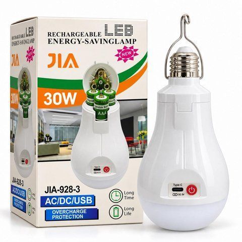 Аккумуляторная светодиодная лампа JIA-928-3 30W 3 АКБ с зарядкой Type-C и крючком (100) JIA 928-3 фото